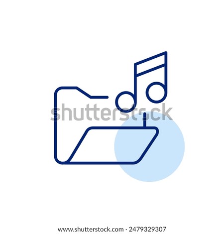 Music library folder. Media storage and sharing. Sound directory. Pixel perfect, editable stroke icon