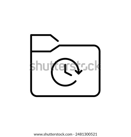 File folder and clock. Scheduled file backup. Management of data and important documents. Pixel perfect vector icon