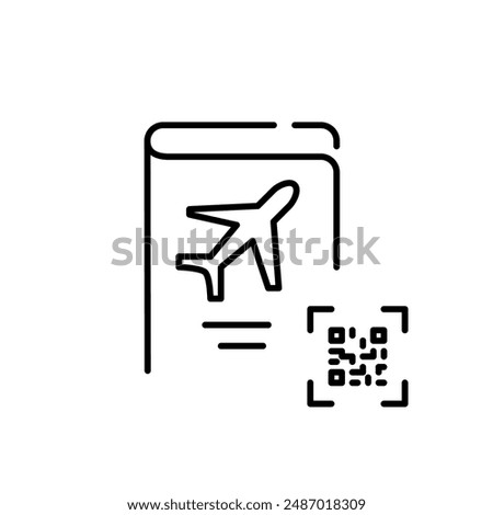 International passport and qr-code. Smart travel id, modern automated check-in. Pixel perfect vector icon