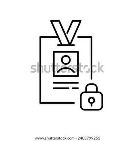 Personal id badge with picture and lock. Authorized access and secure identification. Pixel perfect vector icon