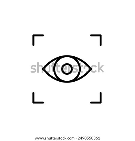 Eye scanning. Visual recognition and biometric identification. Pixel perfect vector icon