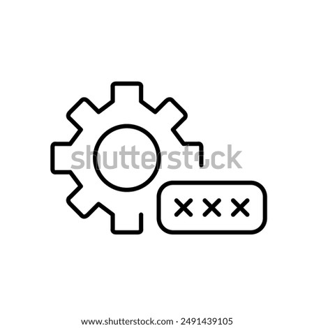 Cogwheel and password input box. Authentication settings, secure login configuration. Pixel perfect vector icon