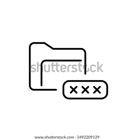 Encrypted folder access. Secure file directory protected by password. Pixel perfect vector icon