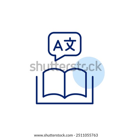 Multilingual reading. Books or literature available in multiple languages. Pixel perfect, editable stroke icon