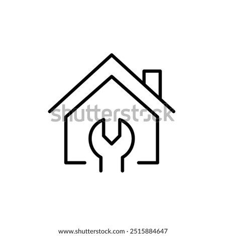 House and wrench. Property maintenance and repairs. Pixel perfect vector icon