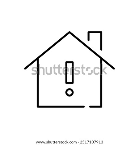 House and exclamation mark. Home alert, household warning. Pixel perfect vector icon