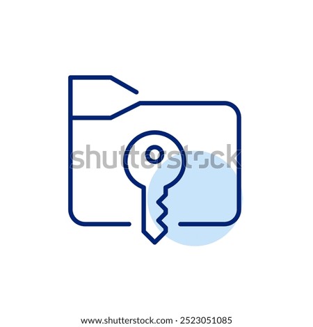 Folder with key. Confidential or private documents. Secure data access. Pixel perfect vector icon