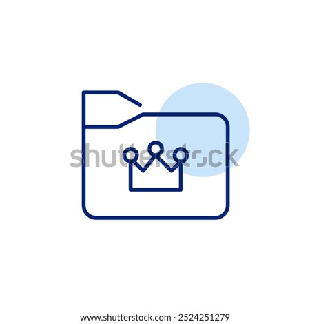 File folder with crown. Premium data storage, excellent file management service. Pixel perfect vector icon