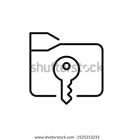 Folder with key. Confidential or private documents. Secure data access. Pixel perfect, editable stroke icon