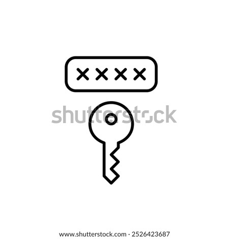 Password input box and key. Two-step security verification. Pixel perfect, editable stroke icon