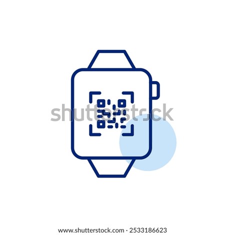 Smart watch with qr code on it. Quick access through scan. Pixel perfect vector icon