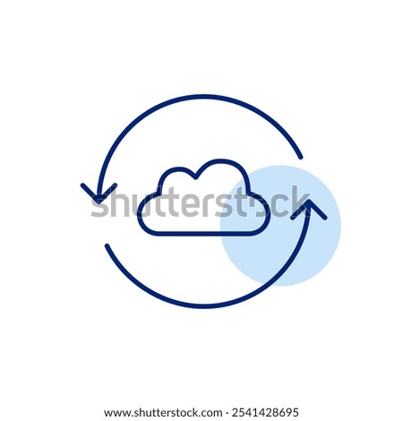 Cloud in refresh arrows. Data synchronization. Online file storage. Pixel perfect vector icon