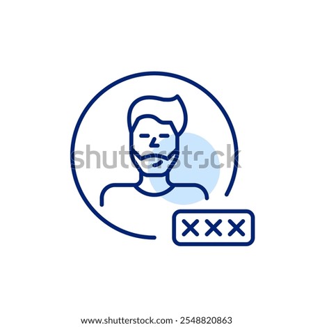 Man user avatar with password input box. Secure login, account protection and verified access. Pixel perfect, editable stroke icon