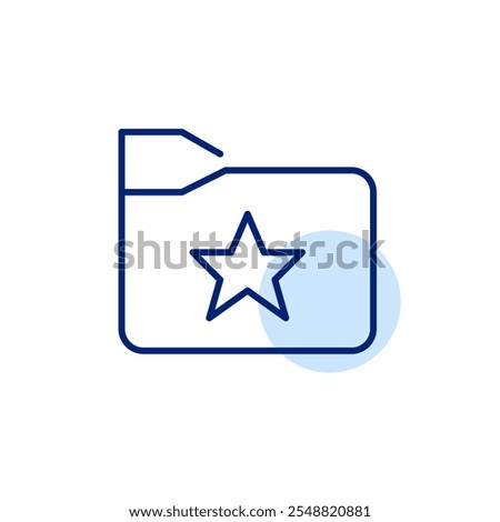 Folder with star symbol on it. Favorites archive. Personal or starred collection stored in a folder. Pixel perfect, editable stroke icon