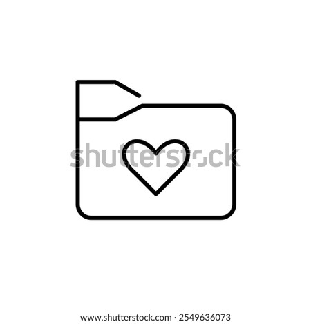 File folder with heart. Add documents to favorite. Pixel perfect vector icon