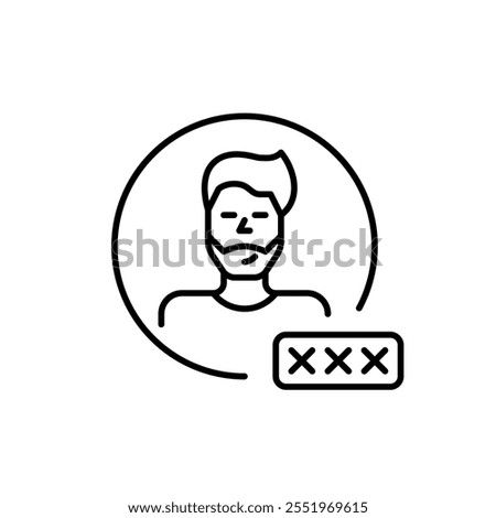 Man user avatar with password input box. Secure login, account protection and verified access. Pixel perfect vector icon