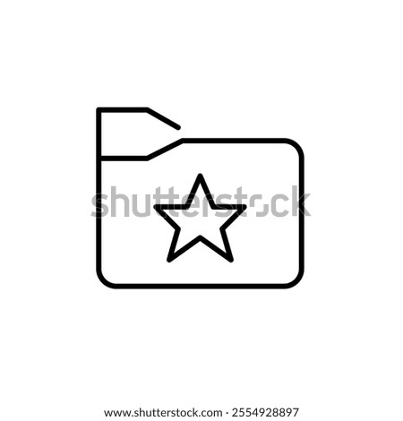 Folder with star symbol on it. Favorites archive. Personal or starred collection stored in a folder. Pixel perfect vector icon