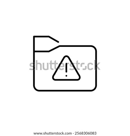 Folder with critical error symbol. Exclamation mark in triangle. Immediate attention danger warning, call to action. Pixel perfect vector icon