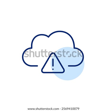 Cloud and critical alert symbol. Exclamation mark in triangle. Urgent data protection notification. Pixel perfect, editable stroke icon