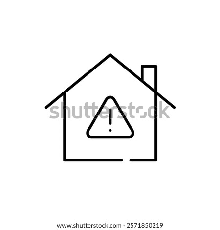 House and hazard warning. Exclamation mark in triangle. Emergency at home, critical housing warning. Pixel perfect vector icon