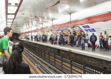 PARIS, FRANCE -  APRIL 25:Paris Metro station (Chatelet) on April 25, 2013 in Paris. Paris Metro is the 2nd largest underground system worldwide by number of stations (300).