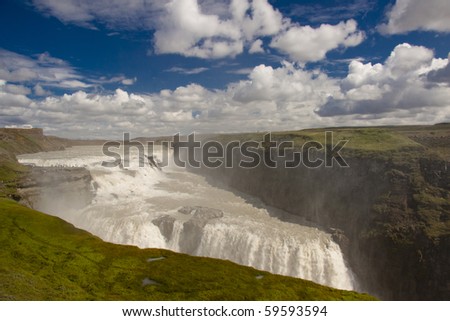 Gullfoss big and beauty waterfall in Iceland.