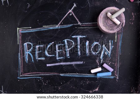Graphical representation of written receipt, performed with chalk on blackboard