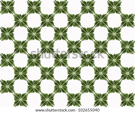 Four butterflies pasted at 45 degree angles, in a classic checkerboard pattern. Inverted emerald green butterflies, white background./ Butterfly Interlock Checker #16 / Classic looking style.