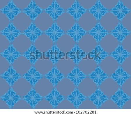 Butterfly pattern,four butterflies pasted at 45 degree angles, in a diamond shape. Blue shaded diamonds, Gray blue background./ Diamond Butterfly Pattern #45 / Classic style, for whatever your notion