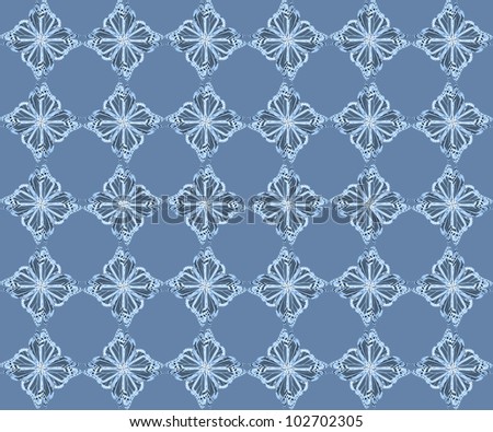 Pattern,four butterflies pasted at 45 degree angles, in a diamond shape. Dark blue and white shaded diamonds, Blue background./ Diamond Butterfly Pattern #38 / Classic style, for whatever your notion