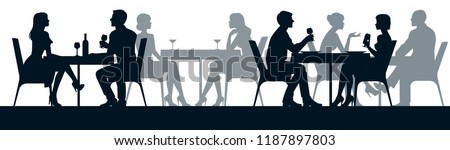 People woman and man in night club or restaurant sitting at a table stock vector illustration