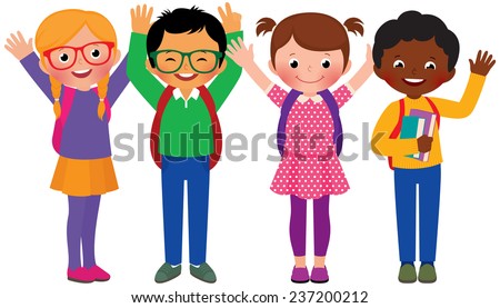 Stock Vector Cartoon Illustration Of A Group Of Children Students/Group ...