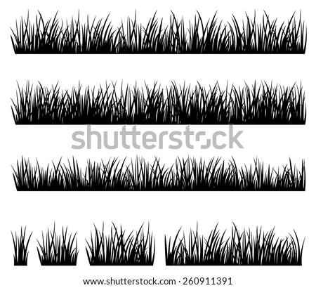 Stock vector illustration Set of silhouette of grass isolated on white background/Set of silhouette of grass isolated on white background/Stock vector illustration