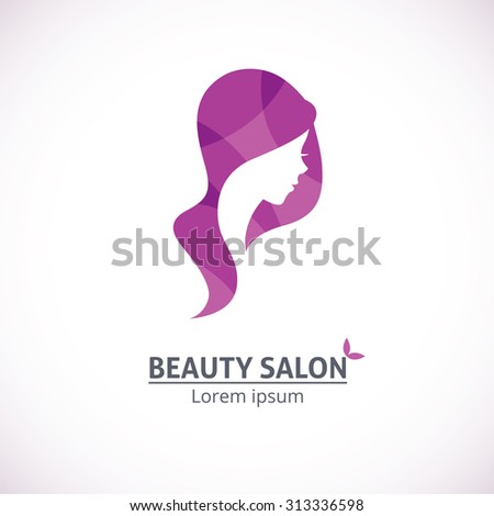 Vector template abstract logo for beauty salon stylized profile of a young beautiful woman/Abstract logo for a beauty salon portrait of a girl/Vector abstract logo