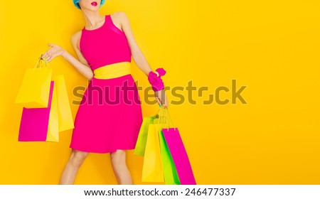 Glamorous Lady Shopping.Time discounts and Sales
