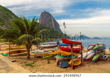 Mountain Sugar Loaf and Red beach in Rio de Janeiro. Brazil
