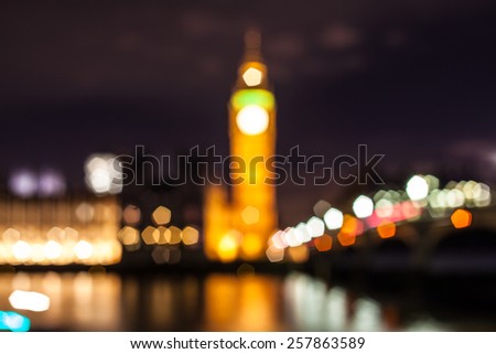 Abstract lights of Big Ben Clock Tower at Westminster Abbey, London, England, United Kingdom