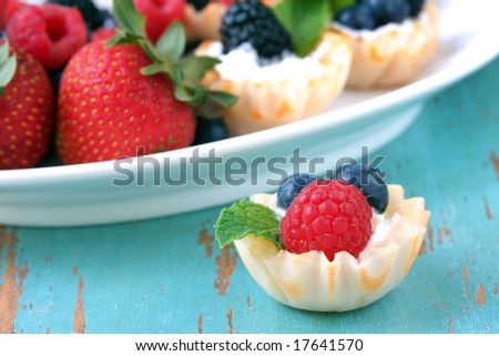 Fruit dessert in pastry cups