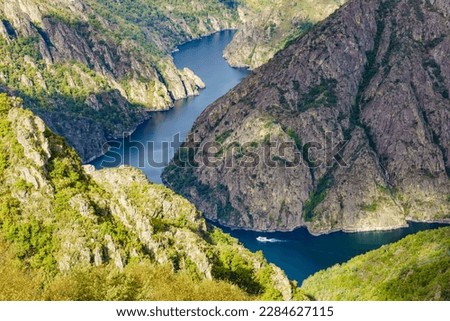 Similar – Image, Stock Photo View of the Sil Canions from the river