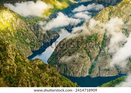 Similar – Image, Stock Photo View of the Sil Canions from the river