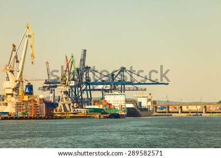 GDYNIA, POLAND - JUNY 13: GTC Gdynia Container Terminal on Juny 13, 2015, Poland. GTC is the leading container terminal in Poland and one of the largest in the Baltic region.