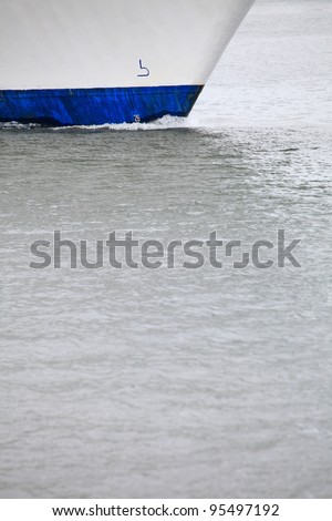 Tug boat bow creating spray outdoor sea - Cruise ship details