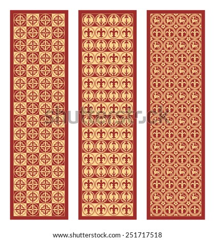 Gothic seamless pattern. Geometrical royal elements in a medieval style. Ornament for a tiles and mosaics. Vector illustration