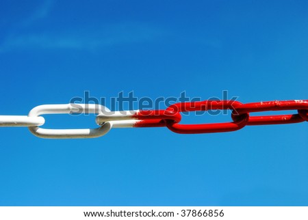Similar – Image, Stock Photo Red white barrier chain disappears in green hedge