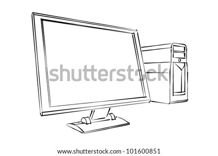 Desktop Computer Abstract Sketch Stock Photo 101600851 : Shutterstock