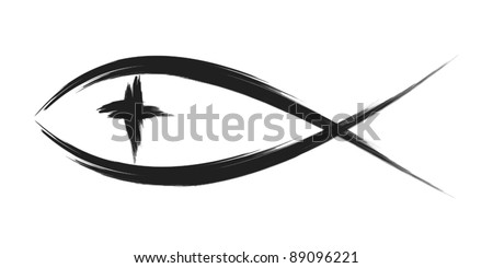 christian fish symbol with cross