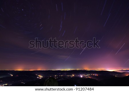 night landscape on Ceahlau mountain, Romania