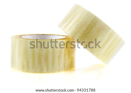 two hank sticky tape isolated on white background