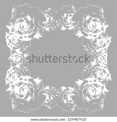Decorative Monochrome Roses Frame Background
