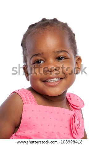 Smiling Three Years Old Adorable African American Girl Head And ...